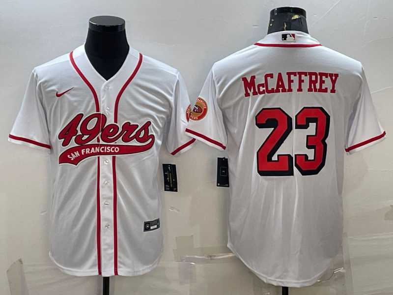 Men's San Francisco 49ers #23 Christian McCaffrey New White With Patch Cool Base Stitched Baseball Jersey,We sell and wholesale Men's San Francisco 49ers #23 Christian McCaffrey New White With Patch Cool Base Stitched Baseball Jersey on line form chian!